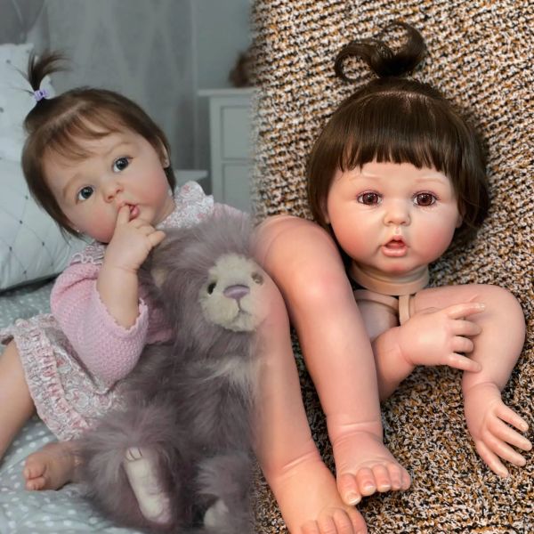 Poupées 2224 pouces boucles Erin Reborn Kits Doll avec des cheveux enracinés 3D Peau peinte douce Touch Soft Felt Vein Veins Venins Life Lifelke Reborn