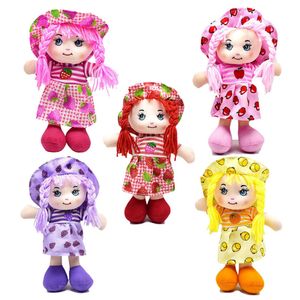 Poppen 25 cm Cartoon Kawaii Fruit Rok Hoed Rag Zachte Leuke Doek Knuffels voor Baby Pretend Play Meisjes verjaardag Kerstcadeaus 230629