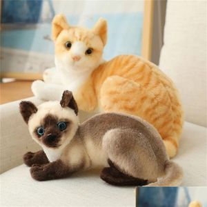 Poupées 26/30/40 cm mignon vraie vie en peluche chats poupée en peluche couché chat jouets pour enfants bébé enfants cadeau d'anniversaire décoration de la maison 220418 D Dhysy