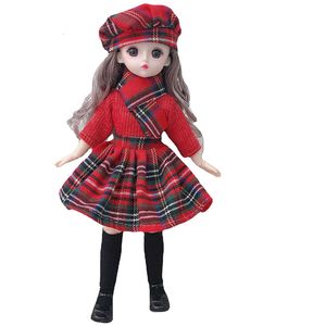 Poupées 30 Cm 16 BJD Poupée Robe D'hiver Ensemble 23 Mobile Joint Maquillage Jolie Fille Brun Yeux Poupée avec Jupe À La Mode DIY Jouet Cadeau 230504