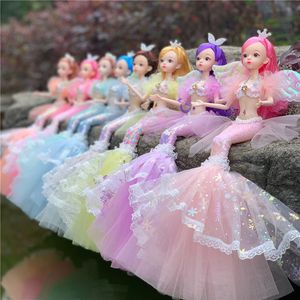 Poppen 30 cm BJD 13 Joint Movable Fashion 16 Wedding Mermaid 3D Eye Kleding Afneembaar verkleed speelgoedmeisje Verjaardagsgeschenk 230303