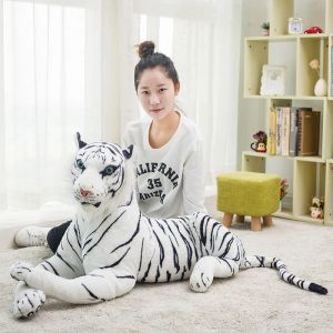 Poppen 30120 cm gigantische witte tijger pluche speelgoed zacht wild dieren kussen dier poppen gele tijger zwart luipaard panterspeelgoed voor kinderen