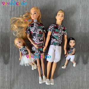 Muñecas 30 cm Muñeca familiar Mamá Papá Ken y niños 4 Set Juguete para jugar a las casitas 16 Barbies para niñas Niños Regalo de cumpleaños 231026