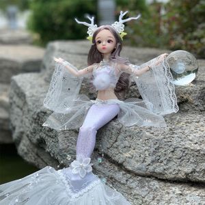 Poupées 30 cm de mariage sirène elfe princesse avec bois coiffure fée Figure jouets décoration bricolage cadeaux d'anniversaire pour les filles 230303