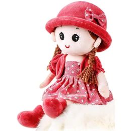 Poupées 35 cm bébé fille en peluche en peluche avec chapeau amovible jupe chérie chiffon poupée douce bébé poupée dormir en peluche poupée enfants cadeau