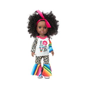 Poppen 35 CM Zwarte Afrikaanse Baby Amerikaanse Leuke Krullend Haar Pop 14 INCH Vinyl Speelgoed 231130