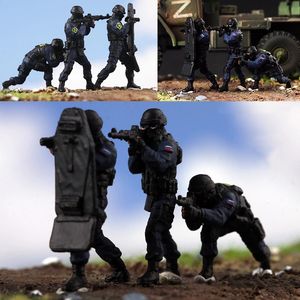 Poupées 3 pièces 1/72 équipe de réponse rapide de sécurité russe 3 soldats figurines modèle avec voiture jouet bricolage scène poupée ornement 230906
