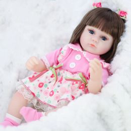 Poupées 42cm kawaii bébé reborn poupées toys for girls accompagner les poupées en tout-petit blue yeux bebe reborn anniversaire cadeau