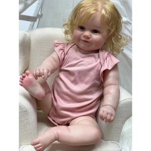 Poppen 45 cm/60 cm Maddie Lifelike Soft Touch Popular Cute Reborn Doll met gewortelde blond haar Hoogwaardige handgemaakte Collectible Doll