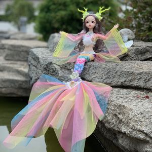 Poppen 45 cm bjd mermaid baby 13 gewrichten verplaatsbaar zwemspeelgoed vis vissen staart bad meisje kerstcadeaus 230303