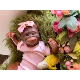 Poupées 45 cm Reborn singe bébé orang-outans vif-le-la-tacle à la main douce et à la main douce poupée de poupée à collectionner des cadeaux pour les adultes