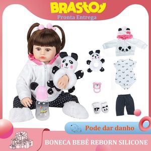 Dolls 48cm Baby Doll Reborn 100 Silicone Panda Brown Bath Verzonden vanuit Brazilië L230323