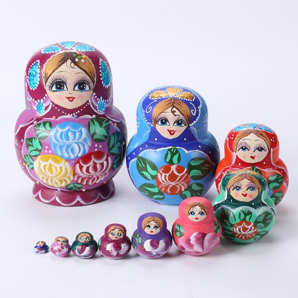 Muñecas 5 -10 Unids Encantadoras Matryoshka Muñecas de Madera Anidando Babushka Ruso Pintura de Mano para Niños Juguetes de Navidad Regalos Muñecas Pintadas A Mano 230612