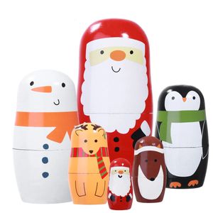 Poupées 5/6 pièces poupées gigognes russes du père noël jouets Matryoshka en bois faits à la main pour enfants cadeau de noël 231031