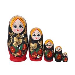 Muñecas 5 capas Matryoshka Muñeca de madera Stberry Girls Russian Nesting para regalos de bebé Decoración del hogar 298R7508384 Drop Delivery Toys Acce Dhpyg