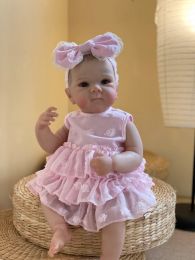 Poupées 50 cm cheveux peints bettie full corps en silicone vinyle bebe reborn fille avec robe princesse faite à la main nouveau-né bébé fille