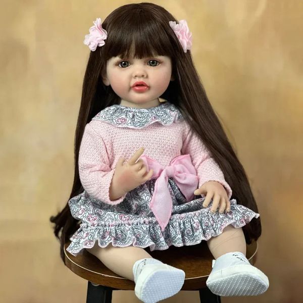 Muñecas 55 cm Beautiful imitation Silicone Doll Full Body Silicone Silicona Muñeca Muñeca Rebirth Doll Girl Toy Real Looking Baby Dolls