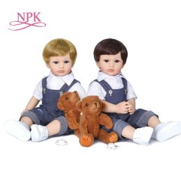 Poupées 55 cm npk npk complet en silicone bebe raborn randonnée petit boy poupée deux couleurs de cheveux jouet baignier