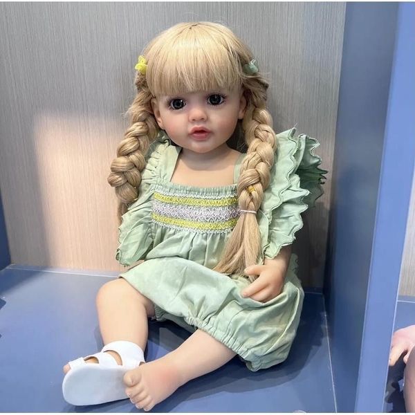 Poupées 55 cm poupée régénérée corps complet Silicone vinyle beauté cheveux longs fille Bewborn bébé Betty princesse Bebe 231117