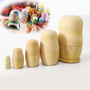 Poupées 5 pièces embryons en bois vierges poupées gigognes russes jouet poupée Matryoshka non peinte peinture pour travaux manuels formation de compétences pour enfants cadeau 231024