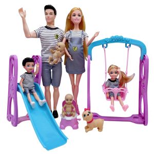 Dolls 5 -stcs/lot Familie paar poppen zwangere moeder pop -kinderwagenbed accessoires Babyjongen Ken Playset Kinderen Pretand Play Toys Girls Gifts