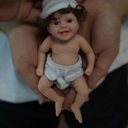 Poupées 6" Micro Preemie Full Body Silicone Big Eyes Doll "Mason" et "Mila" Réaliste Mini Reborn Bady Surprice Enfants Anti-Stress 231118