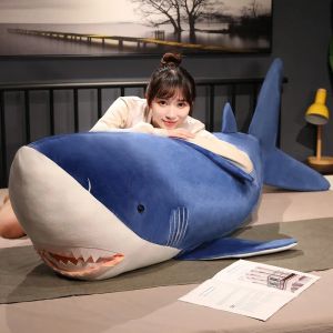 Poppen 60130cm pluche gigantische haaien speelgoed zeevissen poppendieren lange slaapkussen kussen gevulde verjaardagscadeaus voor jongens baby