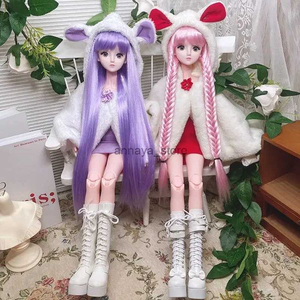 Muñecas Bjd de 60cm, muñecas con peluca cambiable, 23 articulaciones móviles, conjunto completo 1/3, juguete Bjd grande, conjunto completo de muñecas para niña, regalo de cumpleaños