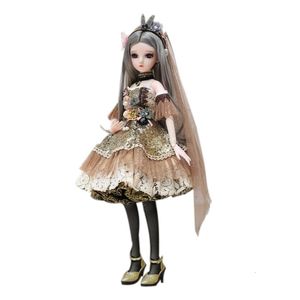 Poupées 60cm Bjd filles poupée articulations mobiles robe de princesse fille yeux 3D vêtements convertibles 13 jouets pour cadeaux de noël 231122