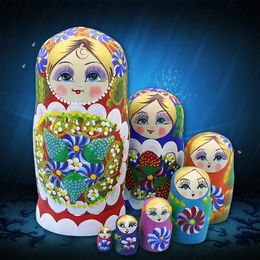 Poppen 7ccs/set Houten Matroesjka Pop Russische poppen Kinderen Speelgoed Nesting Dolls Handgeschilderde Woondecoratie Kinderen Verjaardagscadeautjes 231031