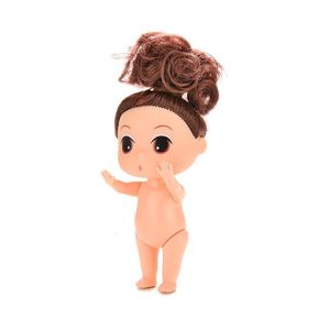 Muñecas 9 cm Doll para mini ddung con bun marrón para el cabello para hornear moldores para hornear juguetes 35 