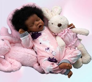 Dolls adfo 17 inch Black Reborn Baby Doll Lifelike Geboren Geboren zachte kerstcadeaus voor meisjes 2209128074904