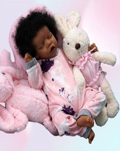 Poupées adfo 17 pouces Black Reborn Baby Doll Life Lifelke Born Colored Soft Christmas Gifts For Girls 2209125475744