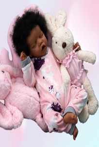 Dolls adfo 17 inch Black Reborn Baby Doll Lifelike Geboren Geboren zachte kerstcadeaus voor meisjes 2209124517716