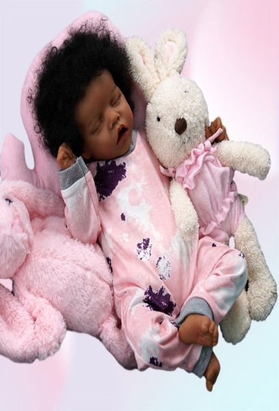 Poupées adfo 17 pouces Black Reborn Baby Doll Life Liforelike Born Colored Soft Christmas Gifts For Girls 2209124517716