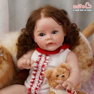 Muñecas ADFO 22 pulgadas Sue Reborn Baby Girl Doll Realista Vinilo Silicona Vivo Niño Cabello Rooted LoL Regalo de Navidad para niñas 220912