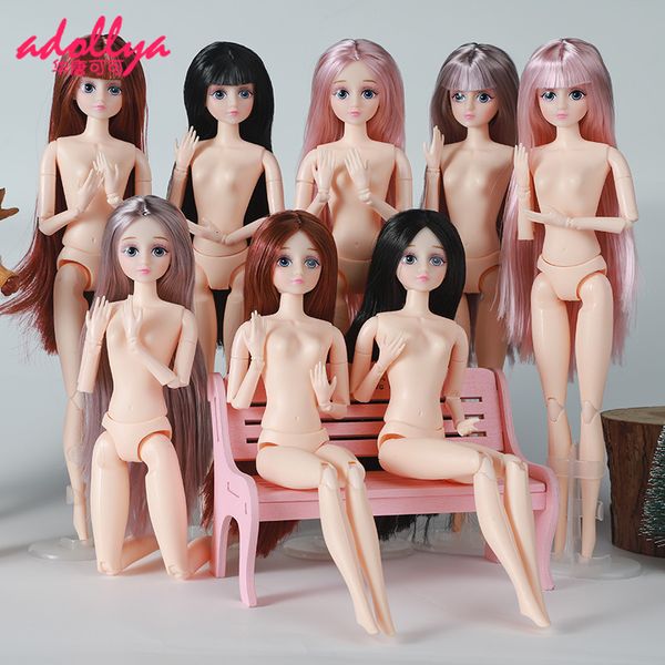 Muñecas Adolya, muñeca de pelo largo, 16 cuerpos desnudos, 30cm, 20 articulaciones móviles, piel blanca, moda, hermosa mujer desnuda, juguetes para niños, regalo 230427