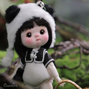 Muñecas Amoyensis BJD 18 Mey Body Baby Face Cute Panda Costume Resin Art Toys Juego completo de alta calidad Toy 230427