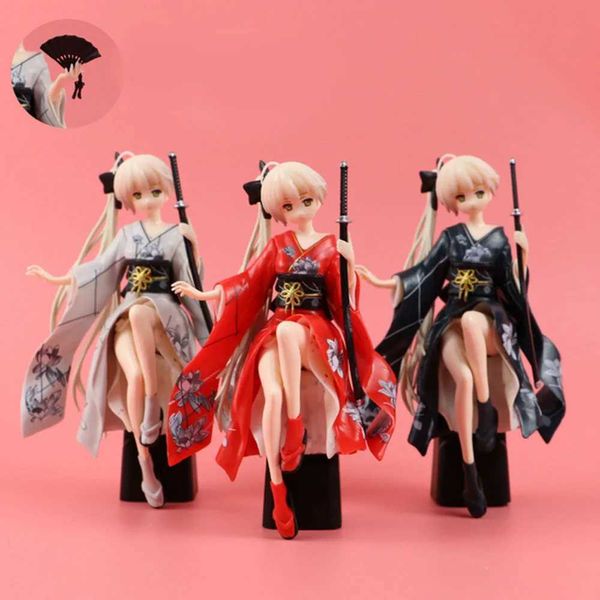 Muñecas Anime Negro Rojo Kasugano Sora PVC Figura de acción Colección Posición sentada Modelo Encantador Escritorio Decoración del coche Juguetes Regalos para niños L2403