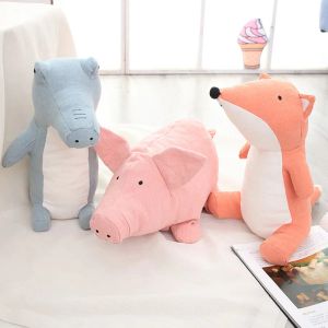 Poupées coussin baby lin toys toys dropshipping renard cochon crocodile somniers poupées