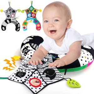 Dolls Baby Pillow Tummy Time Toy Toy Black White High Contrast Sensory Toys Babies Babies Montessori Infants 012 maanden Pasgeboren trainingskussen