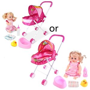 Dolls Baby Stroller Trolley voor Doll Toddler doet alsof Play Toy Pram Pushch E65D 230811