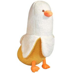 Dolls Banana Duck Plush Toy Leuk knuffel knuffelen Plush Pillow Duck knuffel dier voor meisjes en jongens wit