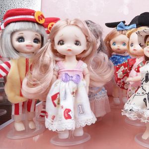 Poppen Schoonheid Meisje BJD Pop 16 cm 13 Beweegbare Joint Lang Haar 3D Ogen bjd Speelgoed Little Dress Up maken Speelgoed Meisjes Gift 230608