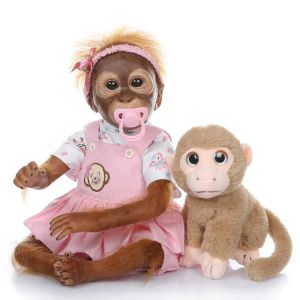 Poupées bebe poupée avec une nouvelle peinture détaillée à la main de 52 cm Reborn bébé singe nouveau-né bébé art de collection de haute qualité