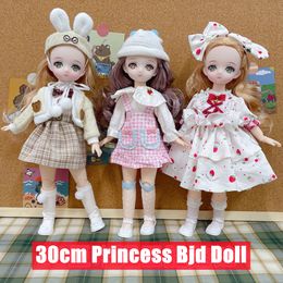 Dolls BJD 30 cm Princess Doll met kleding en schoenen 23 beweegbare gewrichten 16 Make -up verkleed Dol lfor Girls Diy Toys Birthday Gifts 230424
