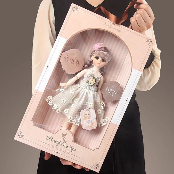 Poupées BJD poupée 41 cm rotule 3D yeux fille avec ensemble complet vêtements habiller cadeau d'anniversaire jouet 35 cm boîte de crème glacée 231202