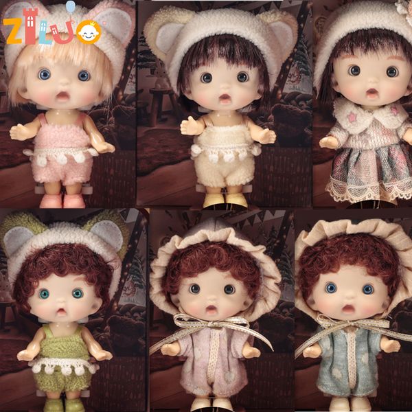 Poupées bjd pour filles 10cm ob11 mini poupée 3d Blue Green Eyes Kawaii Pocket Jouets Migne Surprise Face Clothes Toy Birthday Gift 230811