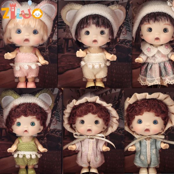 Muñecas BJD para niñas 10cm OB11 Mini muñeca 3D ojos azules verdes Kawaii juguetes de bolsillo lindo cara sorpresa ropa juguete regalo de cumpleaños 230629