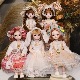 Dolls BJD Jointed 30 cm Doll voor meisje volledige set 20 Visable body met modekleding pruik schoenen stijl aankleden baby diy speelgoed 230821